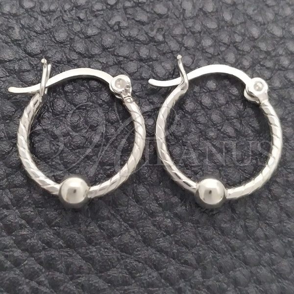 Argolla Pequeña 02.399.0018.15 Plata Rodinada, Diseño de Torcido y Bola, Pulido, Tono Plateado