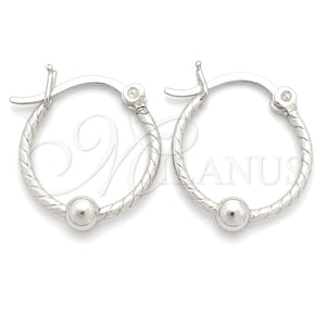 Argolla Pequeña 02.399.0018.15 Plata Rodinada, Diseño de Torcido y Bola, Pulido, Tono Plateado