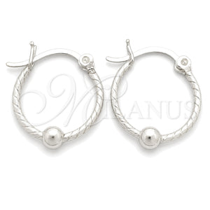 Argolla Pequeña 02.399.0018.15 Plata Rodinada, Diseño de Torcido y Bola, Pulido, Tono Plateado