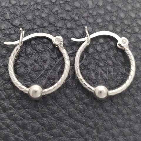 Argolla Pequeña 02.399.0018.15 Plata Rodinada, Diseño de Torcido y Bola, Pulido, Tono Plateado