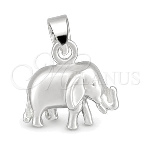 Dije Elegante 05.399.0004 Plata Rodinada, Diseño de Elefante, Pulido, Tono Plateado