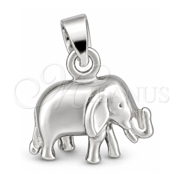 Dije Elegante 05.399.0004 Plata Rodinada, Diseño de Elefante, Pulido, Tono Plateado