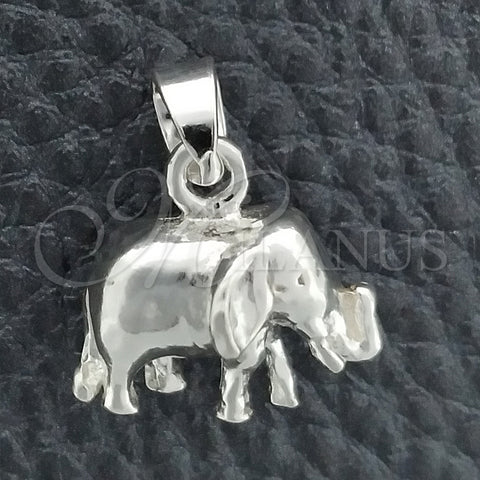 Dije Elegante 05.399.0004 Plata Rodinada, Diseño de Elefante, Pulido, Tono Plateado