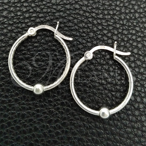Argolla Pequeña 02.399.0018.20 Plata Rodinada, Diseño de Torcido y Bola, Pulido, Tono Plateado