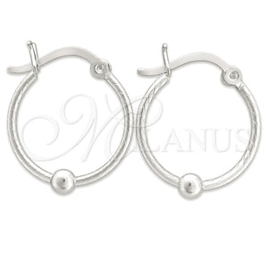 Argolla Pequeña 02.399.0018.18 Plata Rodinada, Diseño de Torcido y Bola, Pulido, Tono Plateado