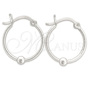 Argolla Pequeña 02.399.0018.18 Plata Rodinada, Diseño de Torcido y Bola, Pulido, Tono Plateado