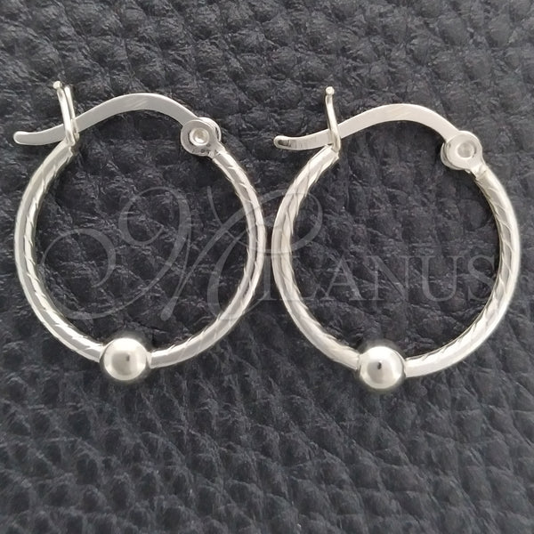 Argolla Pequeña 02.399.0018.18 Plata Rodinada, Diseño de Torcido y Bola, Pulido, Tono Plateado