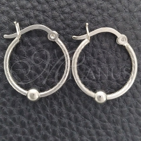 Argolla Pequeña 02.399.0018.18 Plata Rodinada, Diseño de Torcido y Bola, Pulido, Tono Plateado
