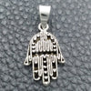 Dije Religioso 05.399.0009 Plata Rodinada, Diseño de Judaica y Mano de Dios, Pulido, Tono Plateado