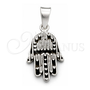 Dije Religioso 05.399.0009 Plata Rodinada, Diseño de Judaica y Mano de Dios, Pulido, Tono Plateado