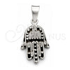 Dije Religioso 05.399.0009 Plata Rodinada, Diseño de Judaica y Mano de Dios, Pulido, Tono Plateado