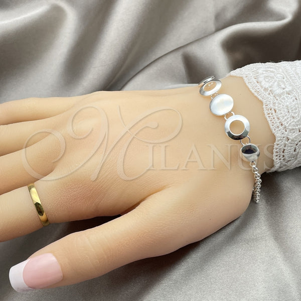 Pulsera Elegante 03.399.0001.07 Plata Rodinada, Diseño de Bola, Pulido, Tono Plateado (Grosor 02 MM, 7 Pulgadas de Largo)