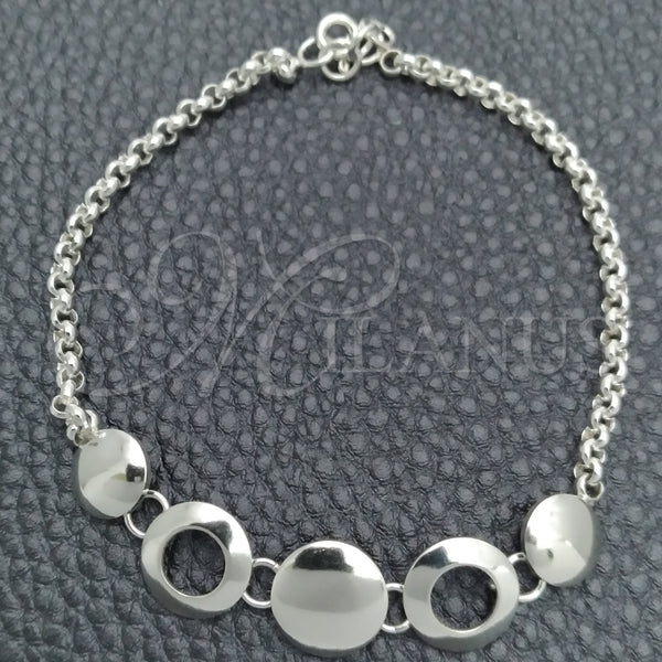 Pulsera Elegante 03.399.0001.07 Plata Rodinada, Diseño de Bola, Pulido, Tono Plateado (Grosor 02 MM, 7 Pulgadas de Largo)
