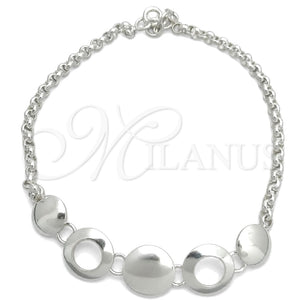 Pulsera Elegante 03.399.0001.07 Plata Rodinada, Diseño de Bola, Pulido, Tono Plateado (Grosor 02 MM, 7 Pulgadas de Largo)