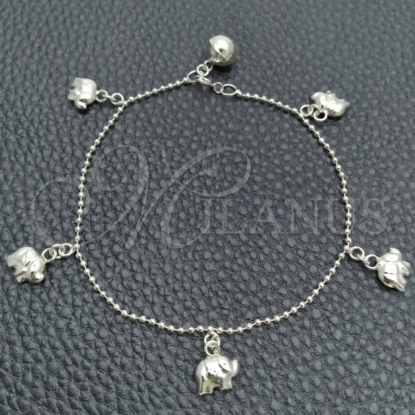 Pulsera Elegante 03.399.0002.07 Plata Rodinada, Diseño de Cascavel y Elefante, Pulido, Tono Plateado (Grosor 02 MM, 7 Pulgadas de Largo)