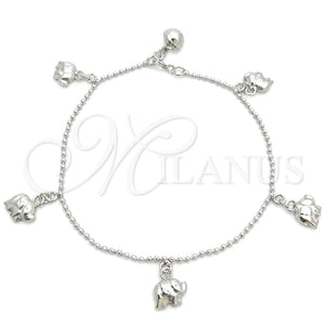 Pulsera Elegante 03.399.0002.07 Plata Rodinada, Diseño de Cascavel y Elefante, Pulido, Tono Plateado (Grosor 02 MM, 7 Pulgadas de Largo)