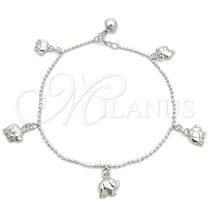 Pulsera Elegante 03.399.0002.07 Plata Rodinada, Diseño de Cascavel y Elefante, Pulido, Tono Plateado (Grosor 02 MM, 7 Pulgadas de Largo)