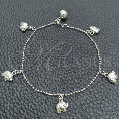 Pulsera Elegante 03.399.0002.07 Plata Rodinada, Diseño de Cascavel y Elefante, Pulido, Tono Plateado (Grosor 02 MM, 7 Pulgadas de Largo)