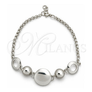 Pulsera Elegante 03.399.0003.07 Plata Rodinada, Diseño de Bead Expandible, Pulido, Tono Plateado (Grosor 02 MM, 7 Pulgadas de Largo)