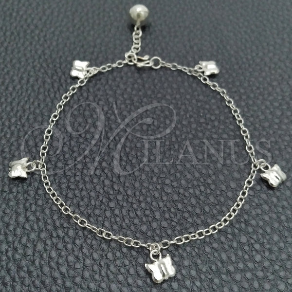 Pulsera Elegante 03.399.0004.07 Plata Rodinada, Diseño de Mariposa y Cascavel, Pulido, Tono Plateado (Grosor 02 MM, 7 Pulgadas de Largo)