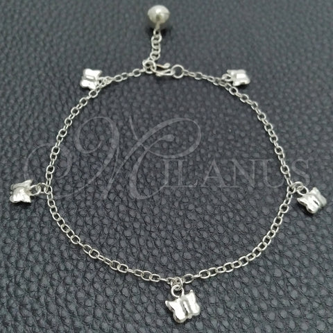Pulsera Elegante 03.399.0004.07 Plata Rodinada, Diseño de Mariposa y Cascavel, Pulido, Tono Plateado (Grosor 02 MM, 7 Pulgadas de Largo)