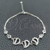 Pulsera Elegante 03.400.0001.07 Plata Rodinada, Diseño de Corazón, con Zirconia Cubica Blanca, Pulido, Tono Plateado (Grosor 02 MM, 7 Pulgadas de Largo)