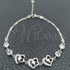 Pulsera Elegante 03.400.0002.07 Plata Rodinada, Diseño de Corazón, con Zirconia Cubica Blanca, Pulido, Tono Plateado (Grosor 02 MM, 7 Pulgadas de Largo)