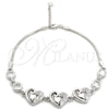 Pulsera Elegante 03.400.0003.07 Plata Rodinada, Diseño de Corazón, con Zirconia Cubica Blanca, Pulido, Tono Plateado (Grosor 02 MM, 7 Pulgadas de Largo)