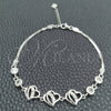 Pulsera Elegante 03.400.0004.07 Plata Rodinada, Diseño de Corazón, con Zirconia Cubica Blanca, Pulido, Tono Plateado (Grosor 02 MM, 7 Pulgadas de Largo)