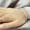 Pulsera Elegante 03.400.0005.07 Plata Rodinada, Diseño de Corazón, con Zirconia Cubica Blanca, Pulido, Tono Plateado (Grosor 02 MM, 7 Pulgadas de Largo)