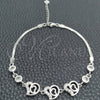 Pulsera Elegante 03.400.0006.07 Plata Rodinada, Diseño de Corazón, con Zirconia Cubica Blanca, Pulido, Tono Plateado (Grosor 02 MM, 7 Pulgadas de Largo)