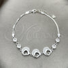 Pulsera Elegante 03.400.0007.07 Plata Rodinada, Diseño de Corazón, con Zirconia Cubica Blanca, Pulido, Tono Plateado (Grosor 02 MM, 7 Pulgadas de Largo)