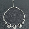 Pulsera Elegante 03.400.0007.07 Plata Rodinada, Diseño de Corazón, con Zirconia Cubica Blanca, Pulido, Tono Plateado (Grosor 02 MM, 7 Pulgadas de Largo)