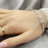 Pulsera Elegante 03.400.0008.07 Plata Rodinada, Diseño de Corazón, con Zirconia Cubica Blanca, Pulido, Tono Plateado (Grosor 02 MM, 7 Pulgadas de Largo)