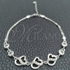 Pulsera Elegante 03.400.0009.07 Plata Rodinada, Diseño de Corazón, con Zirconia Cubica Blanca, Pulido, Tono Plateado (Grosor 02 MM, 7 Pulgadas de Largo)