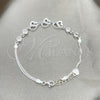 Pulsera Elegante 03.400.0009.07 Plata Rodinada, Diseño de Corazón, con Zirconia Cubica Blanca, Pulido, Tono Plateado (Grosor 02 MM, 7 Pulgadas de Largo)