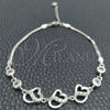 Pulsera Elegante 03.400.0009.07 Plata Rodinada, Diseño de Corazón, con Zirconia Cubica Blanca, Pulido, Tono Plateado (Grosor 02 MM, 7 Pulgadas de Largo)
