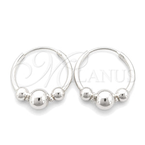 Argolla Pequeña 02.399.0030.15 Plata Rodinada, Diseño de Bola, Pulido, Tono Plateado