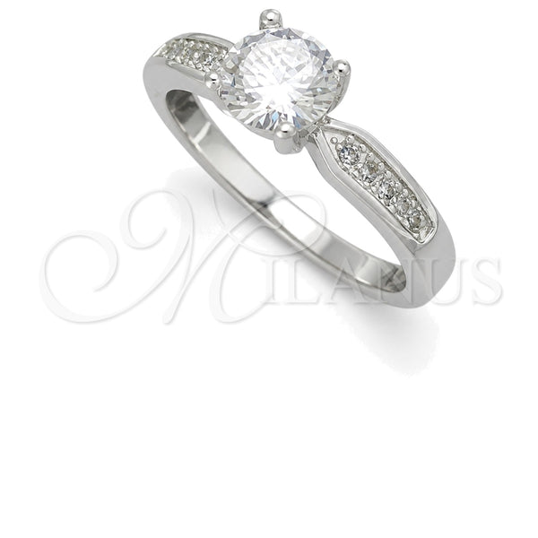Anillo de Boda 01.398.0004.06 Plata Rodinada, con Zirconia Cubica Blanca, Pulido, Tono Plateado (Tamaño 6)