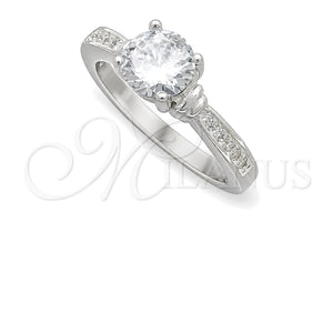 Anillo de Boda 01.398.0011.06 Plata Rodinada, con Zirconia Cubica Blanca, Pulido, Tono Plateado (Tamaño 6)