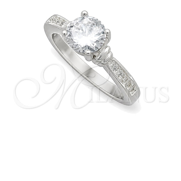 Anillo de Boda 01.398.0011.06 Plata Rodinada, con Zirconia Cubica Blanca, Pulido, Tono Plateado (Tamaño 6)