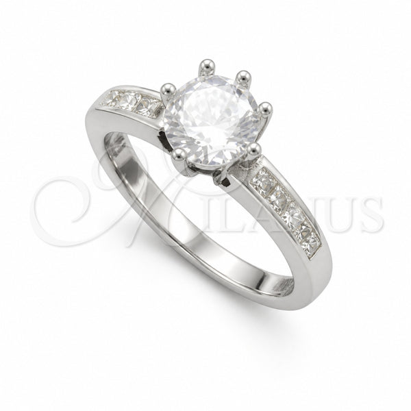 Anillo de Boda 01.398.0014.07 Plata Rodinada, con Zirconia Cubica Blanca, Pulido, Tono Plateado (Tamaño 7)