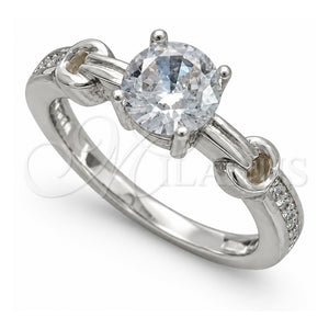 Anillo de Boda 01.398.0015.06 Plata Rodinada, con Zirconia Cubica Blanca, Pulido, Tono Plateado (Tamaño 6)