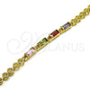 Pulsera Elegante 03.283.0127.07 Oro Laminado, Diseño de Baguette, con Multicolor Zirconia Cubica, Pulido, Tono Dorado (05 MM Thickness, 7 Inches Length)