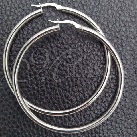 Argolla Mediana 02.389.0185.50 Plata Rodinada, Diseño de Hueco, Pulido, Tono Plateado