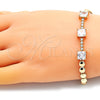 Pulsera Elegante 03.283.0129.07 Oro Laminado, con Blanca Zirconia Cubica, Pulido, Tono Dorado (05 MM Thickness, 7 Inches Length)