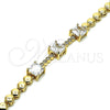 Pulsera Elegante 03.283.0129.07 Oro Laminado, con Blanca Zirconia Cubica, Pulido, Tono Dorado (05 MM Thickness, 7 Inches Length)