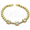 Pulsera Elegante 03.283.0129.07 Oro Laminado, con Blanca Zirconia Cubica, Pulido, Tono Dorado (05 MM Thickness, 7 Inches Length)