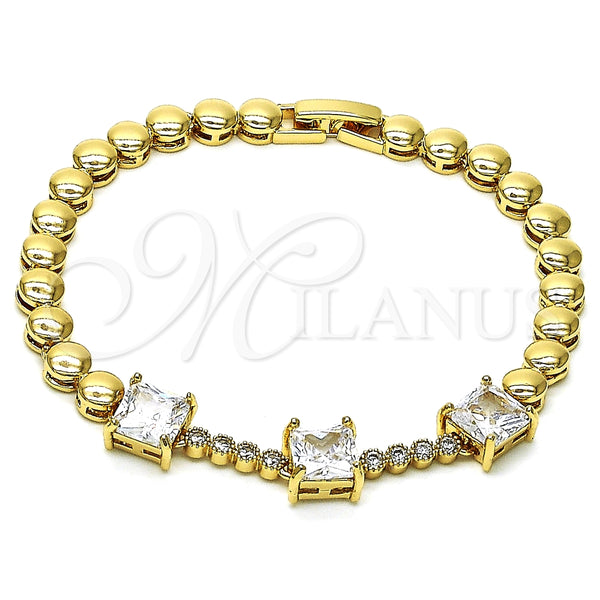 Pulsera Elegante 03.283.0129.07 Oro Laminado, con Blanca Zirconia Cubica, Pulido, Tono Dorado (05 MM Thickness, 7 Inches Length)