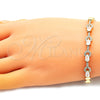 Pulsera Elegante 03.283.0131.08 Oro Laminado, Diseño de Gota, con Blanca Zirconia Cubica, Pulido, Tono Dorado (05 MM Thickness, 8 Inches Length)